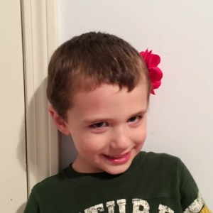 Reece with a bow clip