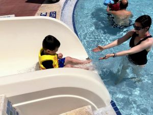 Reece and Mom in the pool