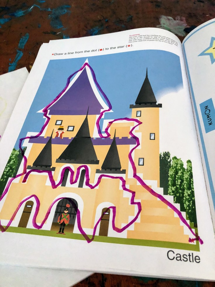 Workbook page of a castle