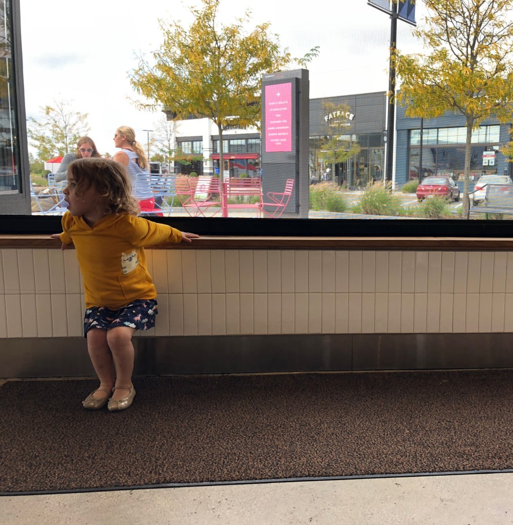 Kat waiting fro her salad at Sweetgreen