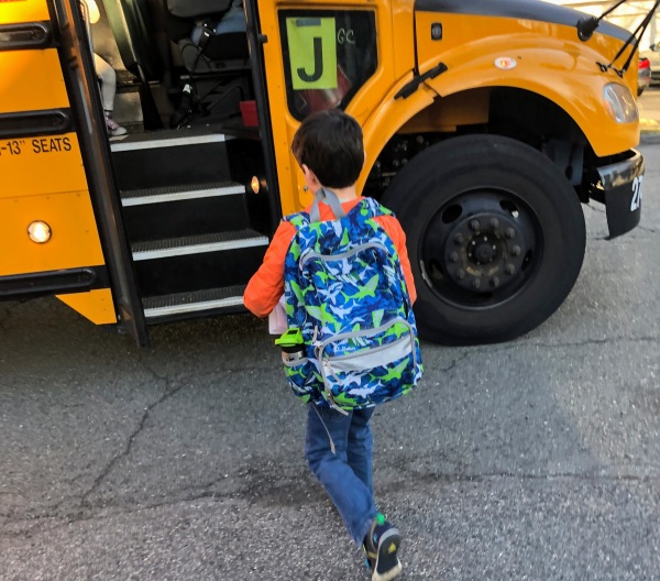 Reece going on school bus
